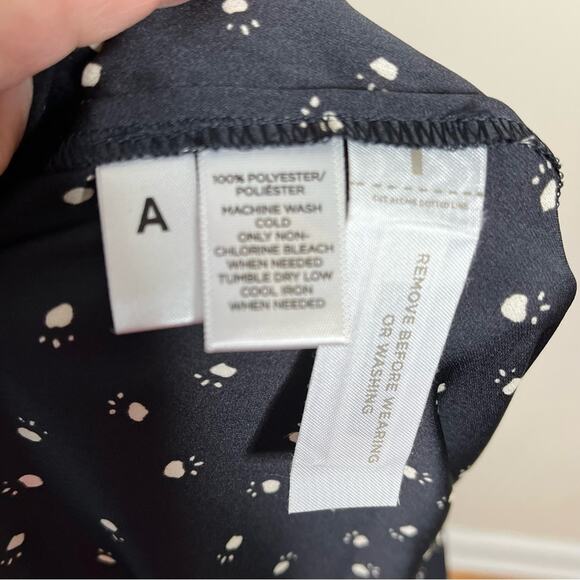 LOFT Black/Cream Paw Print Neck Tie Mini Dress Size XS Cat Dog Office Work - Picture 6 of 6